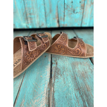 Load image into Gallery viewer, Myra “Darla” Hand Tooled Sandal
