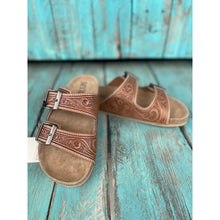 Load image into Gallery viewer, Myra “Darla” Hand Tooled Sandal
